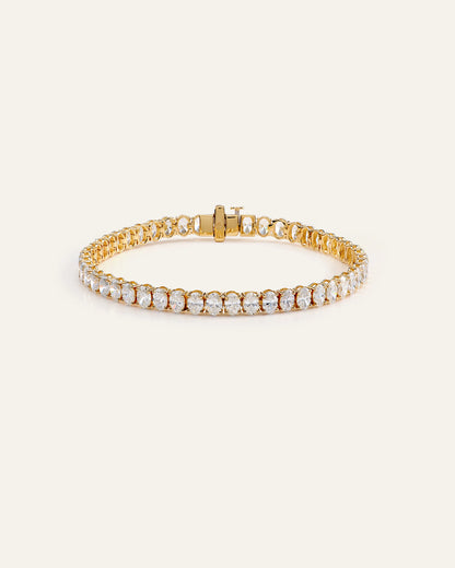14K Gold Lab Grown Diamond North-South Oval Tennis Bracelet - 10ctw - 6.5" / Yellow Gold