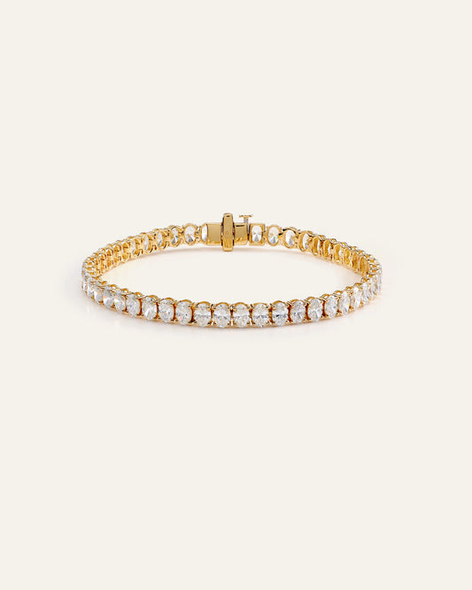 14K Gold Lab Grown Diamond North-South Oval Tennis Bracelet - 10ctw - 6.5" / Yellow Gold