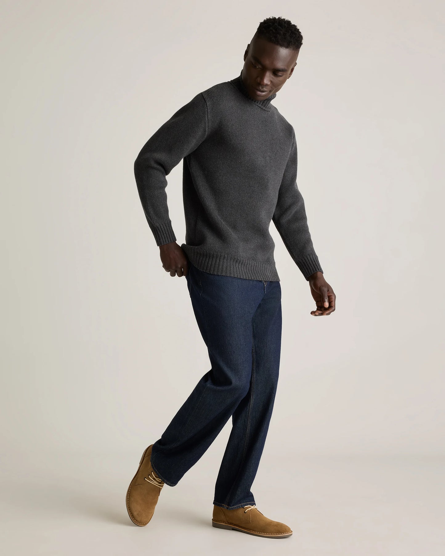100% Organic Cotton Turtleneck Sweater - S / Charcoal
