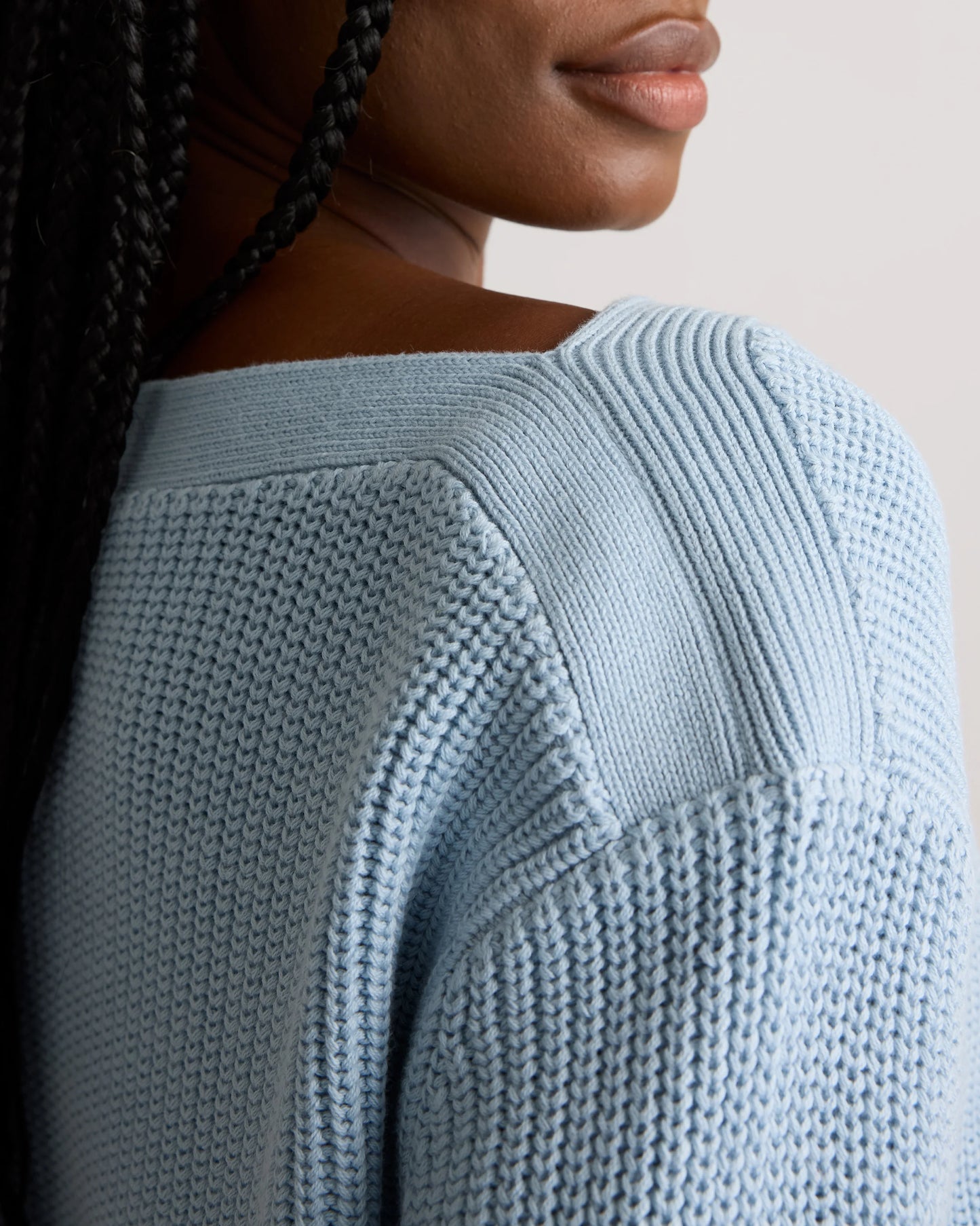 100% Organic Cotton Fisherman Boatneck Sweater - XS / Navy