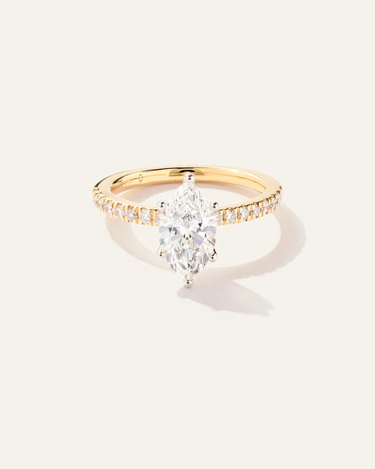 Lab Grown Diamond Marquise Petite Pave Engagement Ring - 1.5ct - 4 / Yellow Gold