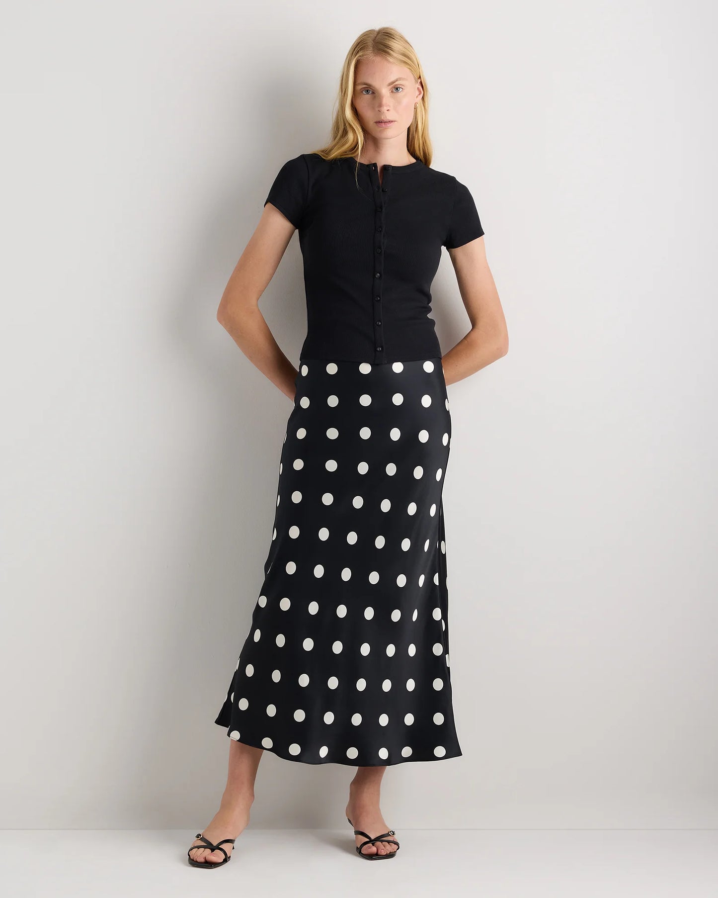 100% Washable Silk Maxi Skirt - XS / Champagne
