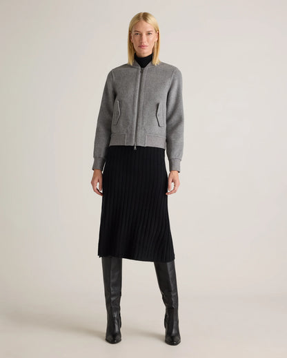 Double-Faced Merino Wool Bomber Jacket - XS / Black