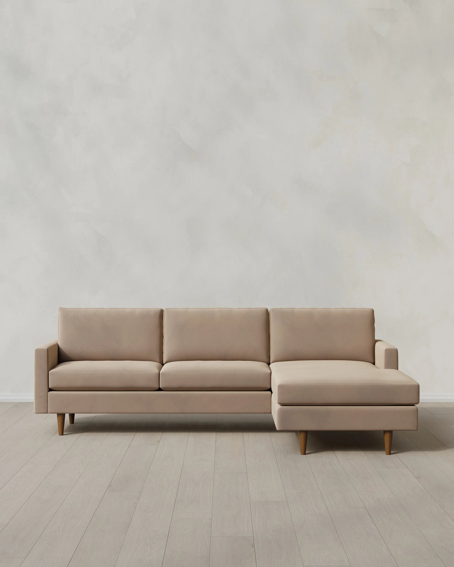 Atlas Midcentury Chaise Sectional in Performance Velvet - 106" Right Arm / Pine