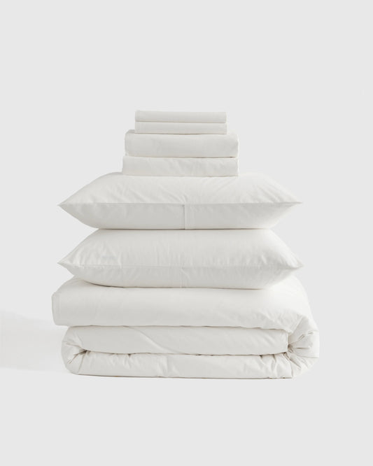 Organic Brushed Cotton Deluxe Bedding Bundle - Twin / White