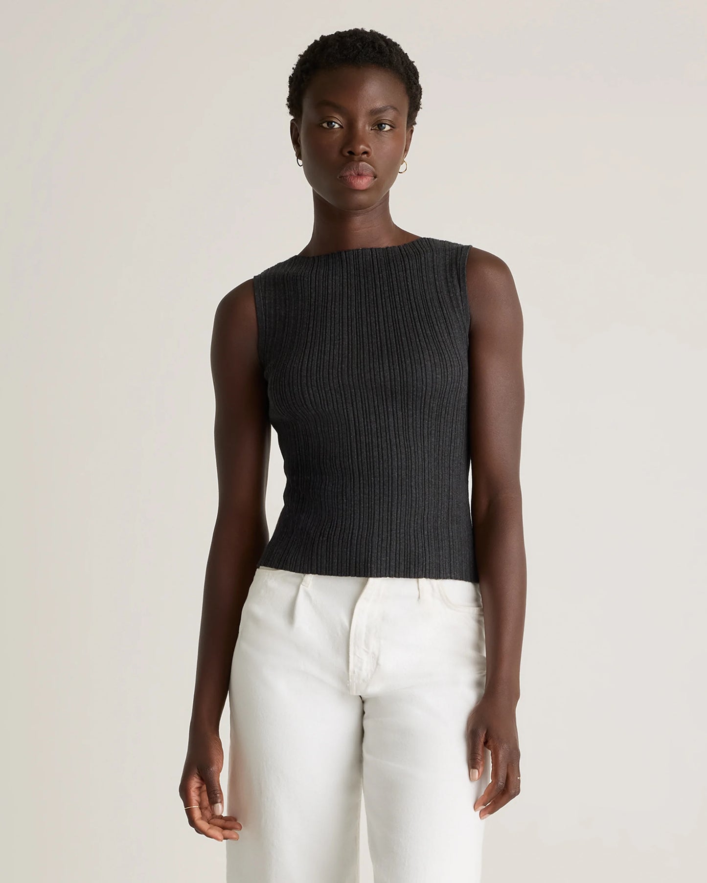 Cotton Cashmere Ribbed Tank - XS / Heather Oatmeal