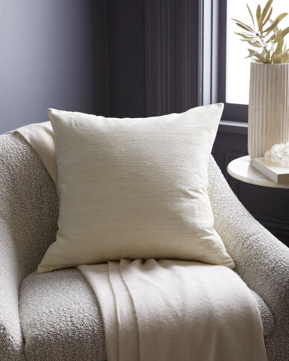 Raw Silk Pillow Cover - 20x20 / Ivory