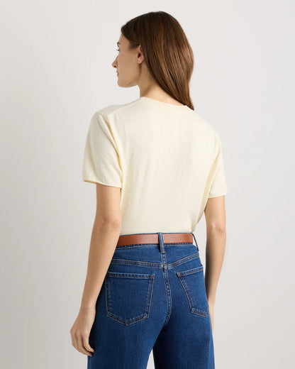 Lightweight Cotton Cashmere Relaxed Sweater Tee - XS / Sugar Stone