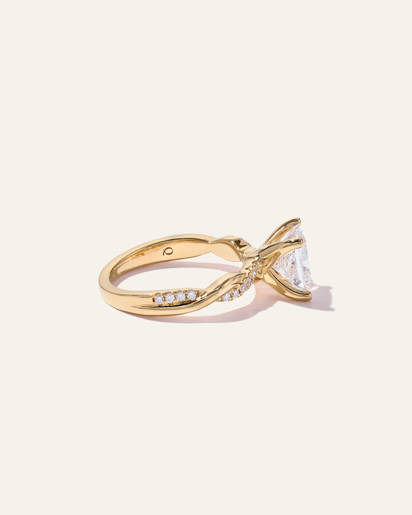 Lab Grown Diamond Princess Twisted Engagement Ring - 2ct - 4 / Yellow Gold