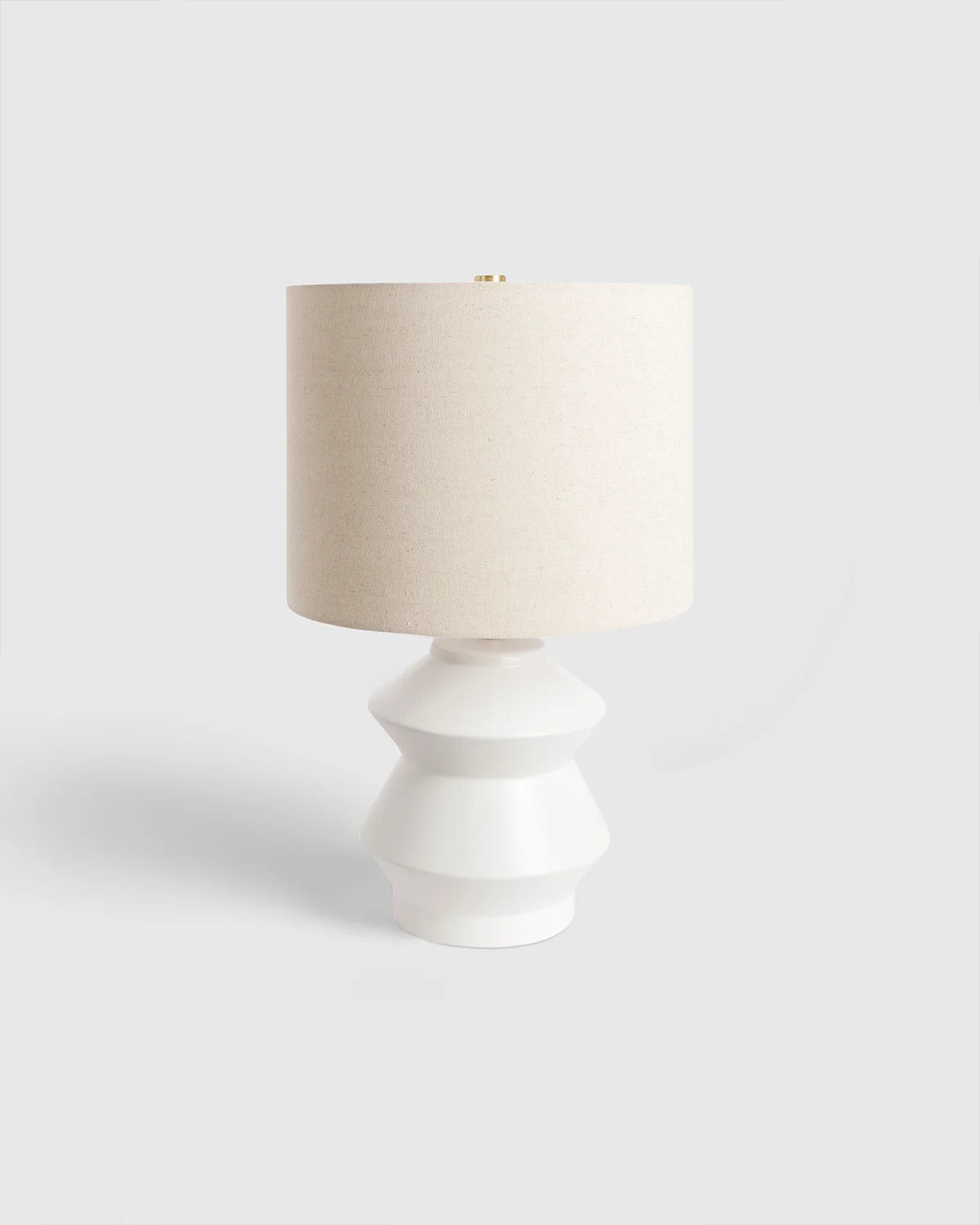 Geometric Ceramic Table Lamp - One Size / White