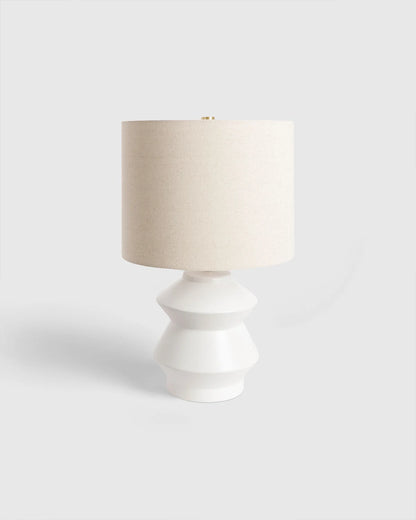 Geometric Ceramic Table Lamp - One Size / White