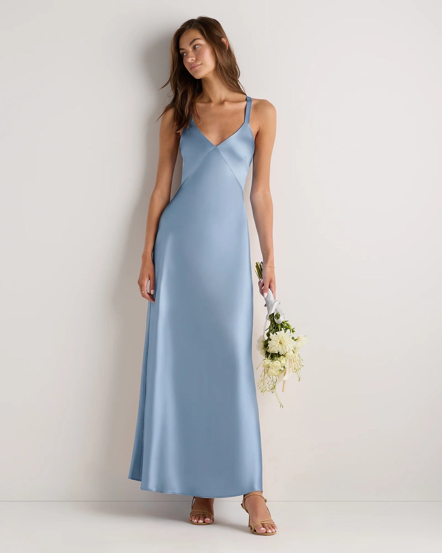 Bianca Stretch Satin Dress - 0 / Garden Sage Green