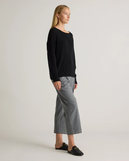 Mongolian Cashmere Boatneck Sweater - XS / Black
