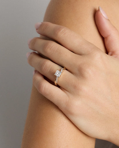 Lab Grown Diamond Princess Twisted Engagement Ring - 1ct - 4 / Yellow Gold