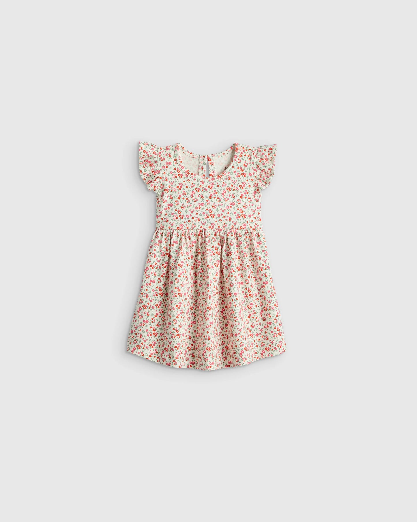 Organic Cotton Sleeveless Ruffle Dress - 3-6M / Aqua Daisy