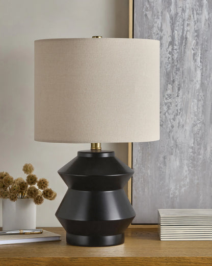 Geometric Ceramic Table Lamp - One Size / White