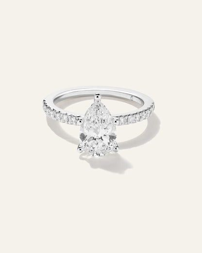 Lab Grown Diamond Pear Petite Pave Engagement Ring - 2ct - 4 / Yellow Gold