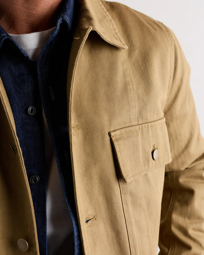100% Organic Herringbone Twill Shirt Jacket - S / Military Olive