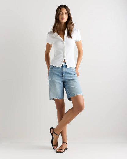 Maya Rigid Bermuda Shorts - 24 / Powder Blue Destruct