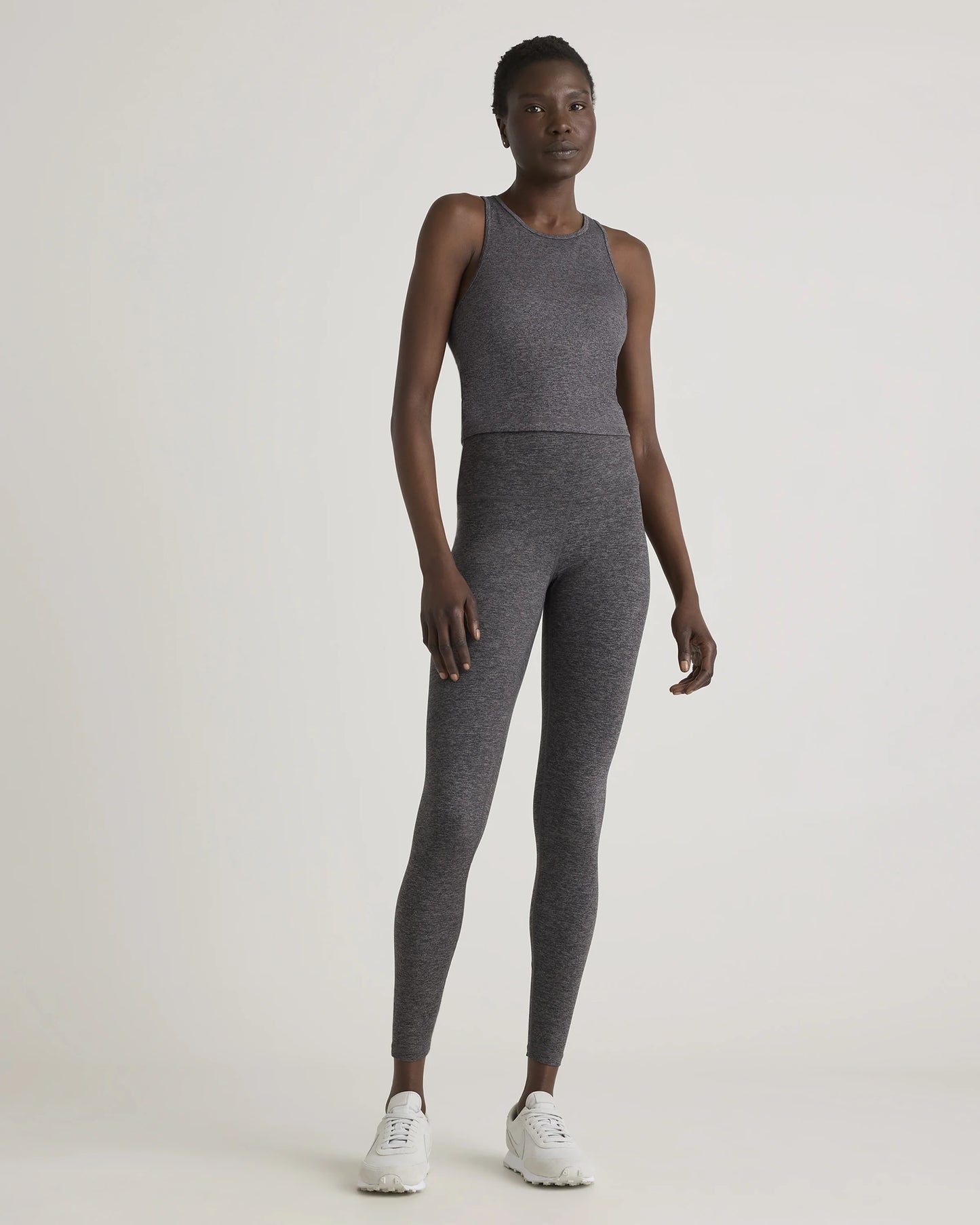 Ultra-Soft High Neck Cropped Tank - XS / Heather Charcoal