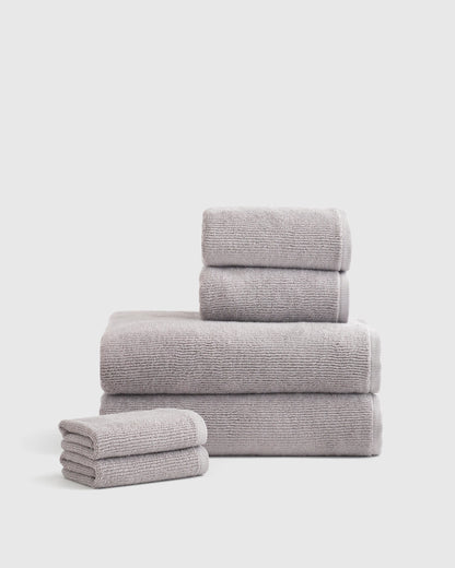 Turkish Ribbed Quick Dry Bath Towel Bundle - One Size / White