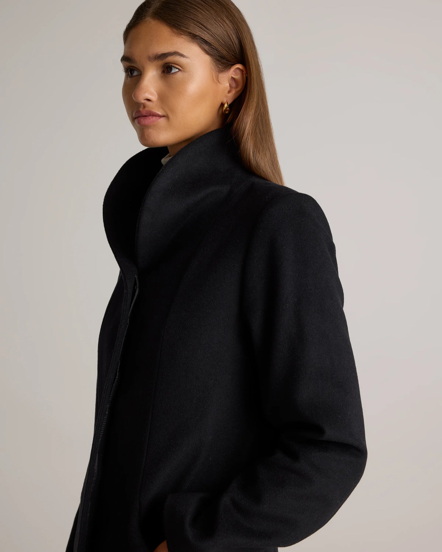Italian Wool Cocoon Coat - XS / Black