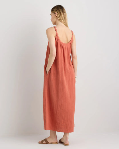 100% Organic Cotton Gauze Sleeveless Maxi Dress - XS / Spiced Orange