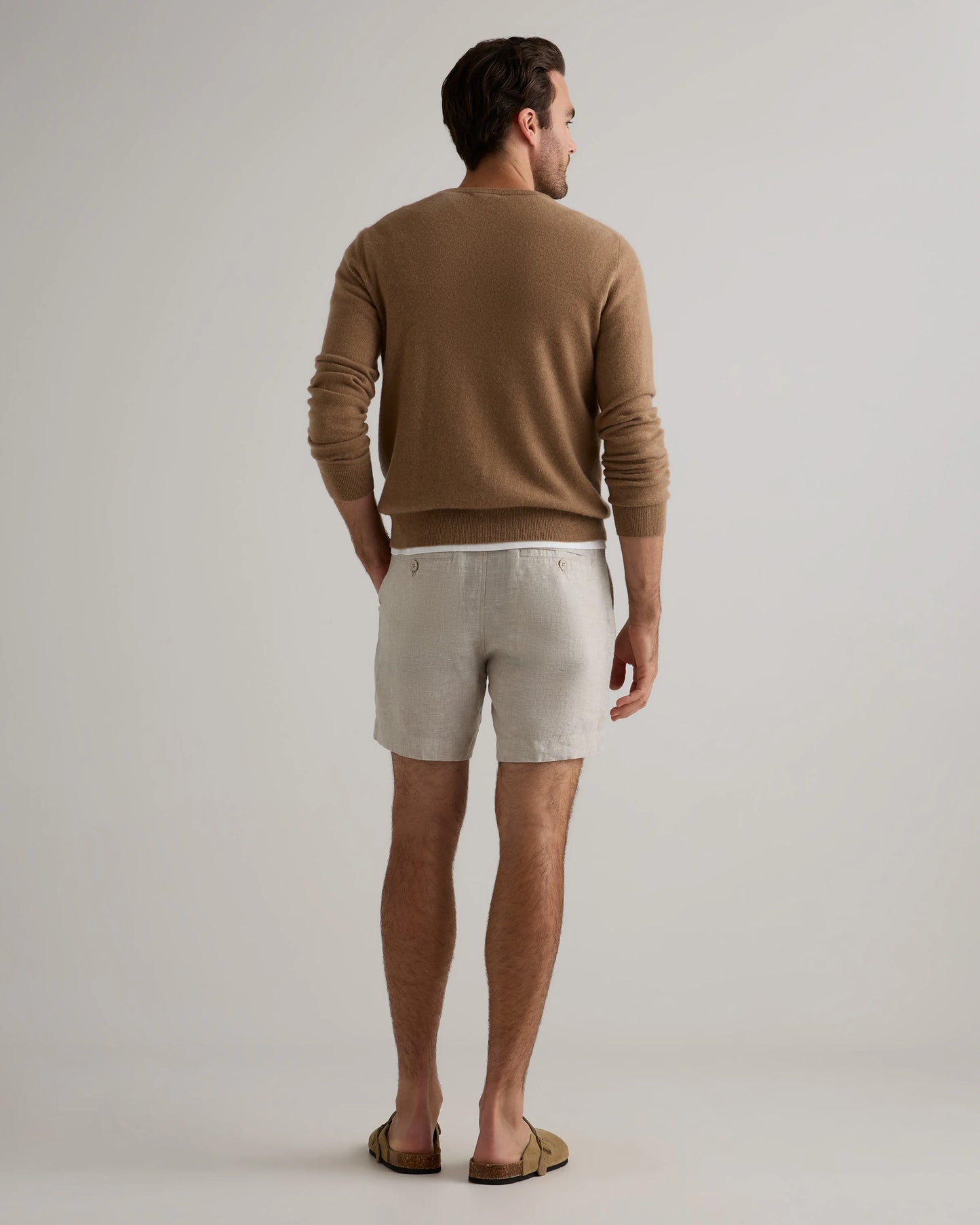 100% European Linen Trouser Shorts - 7" - S / Bayberry Olive