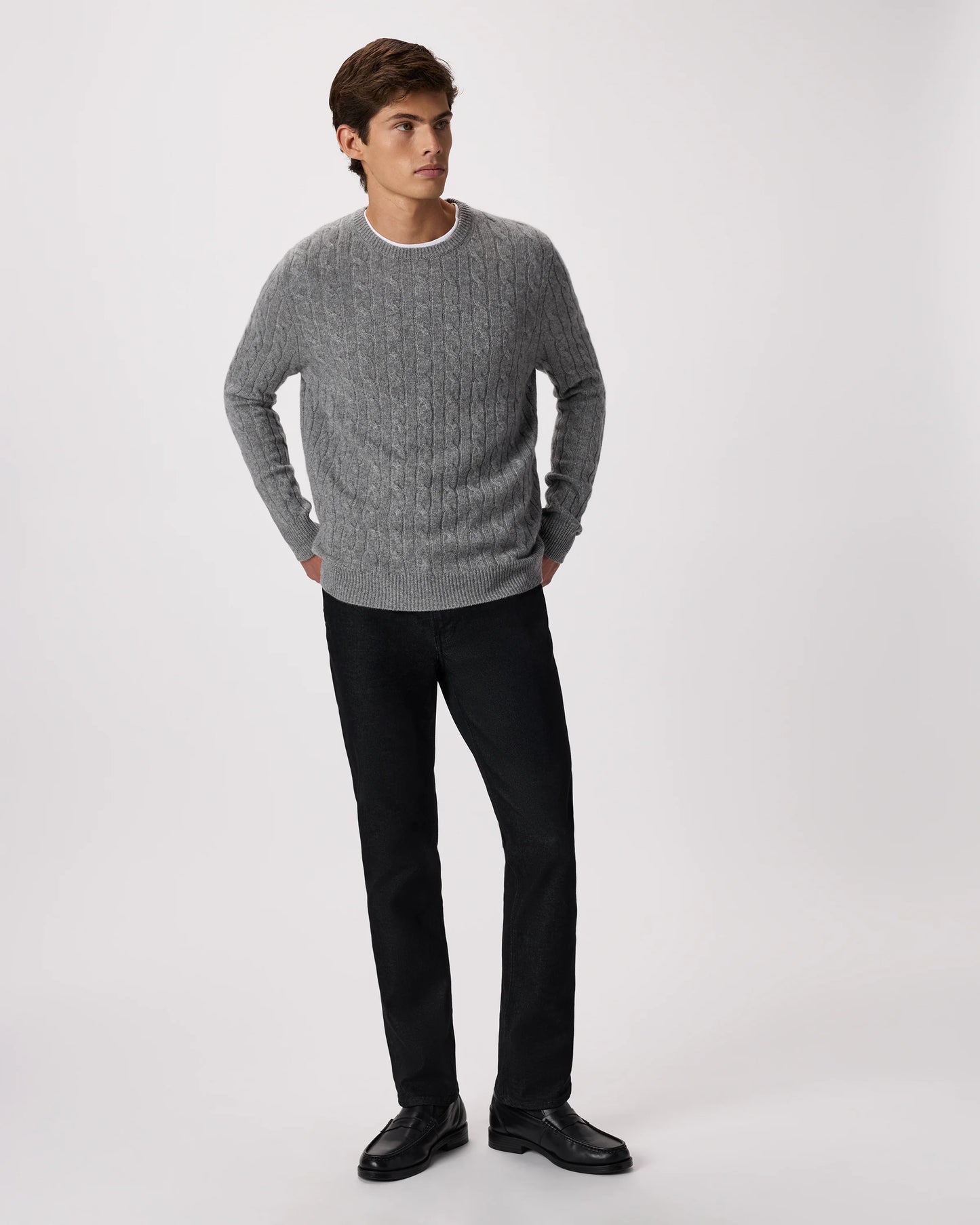Mongolian Cashmere Classic Cable Crewneck Sweater - S / Teak