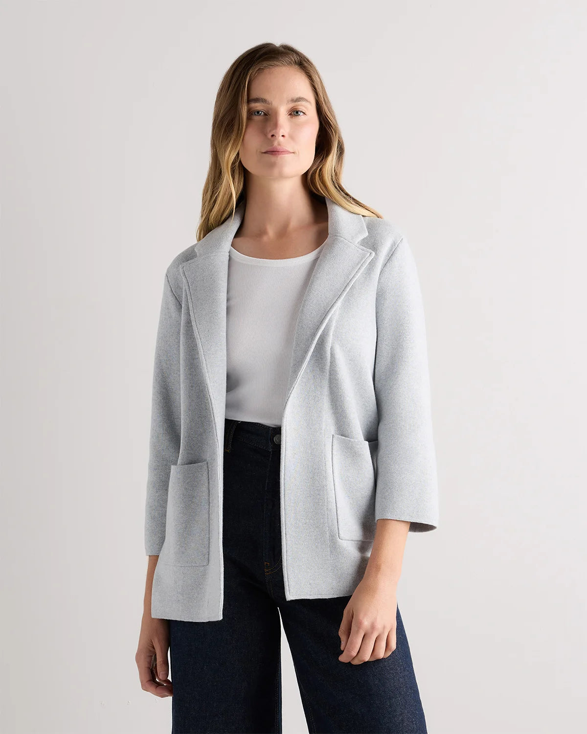 100% Organic Cotton Knit Blazer - XS / Heather Dove Grey