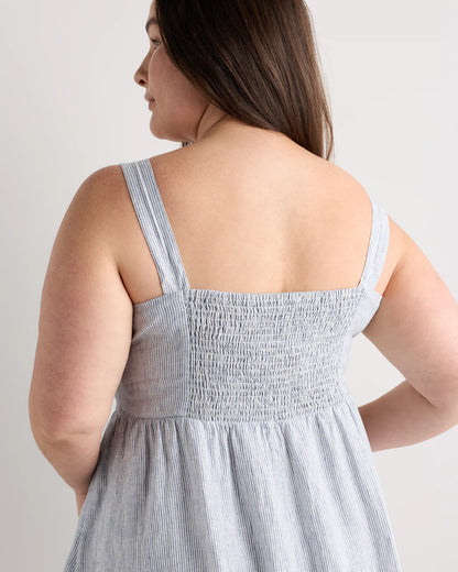 100% European Linen Fit & Flare Midi Dress - 1X / Chile