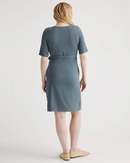Tencel Jersey Maternity & Nursing Wrap Dress - XS / Dark Olive