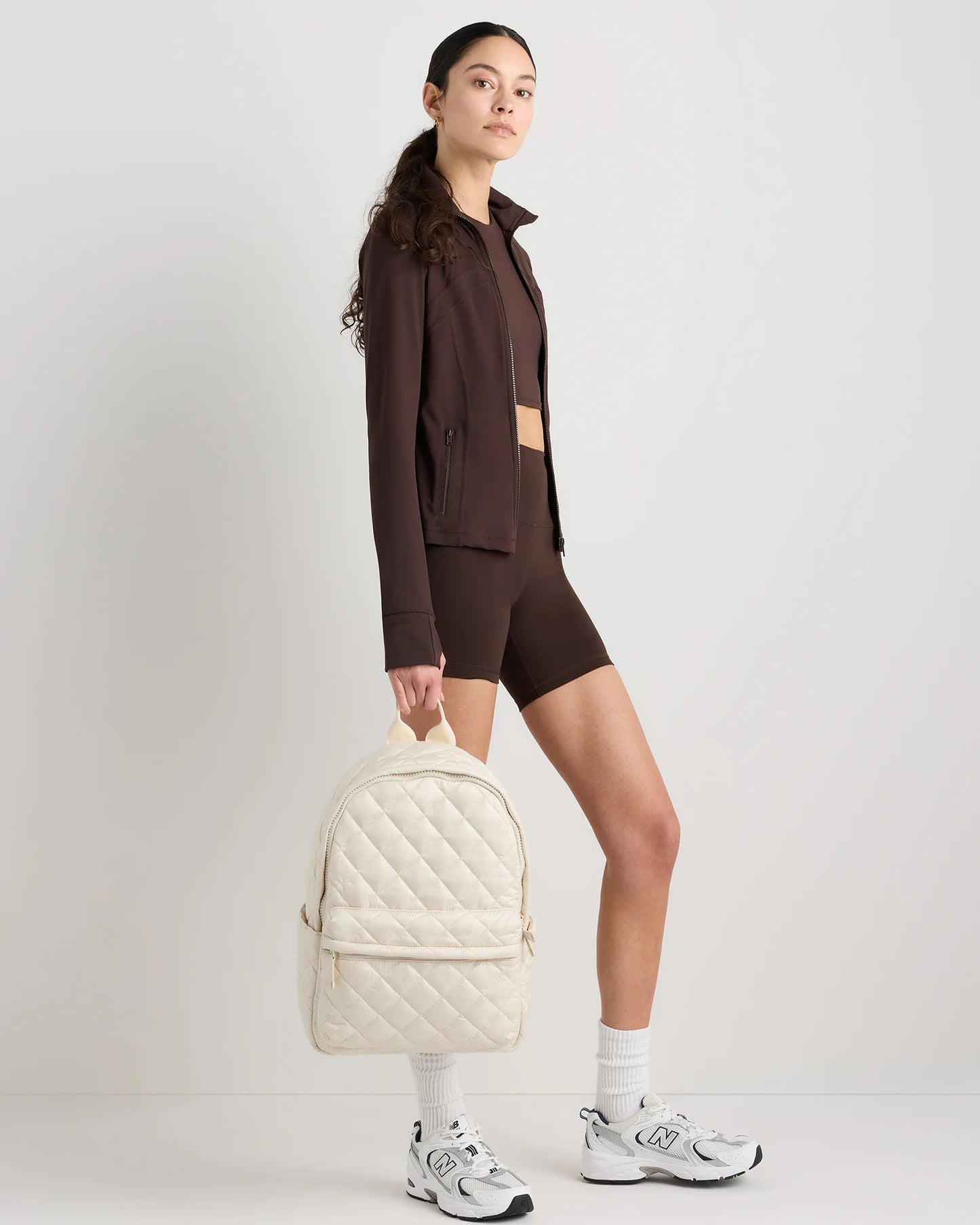 Transit Quilted Commuter Backpack - One Size / Taupe Brown