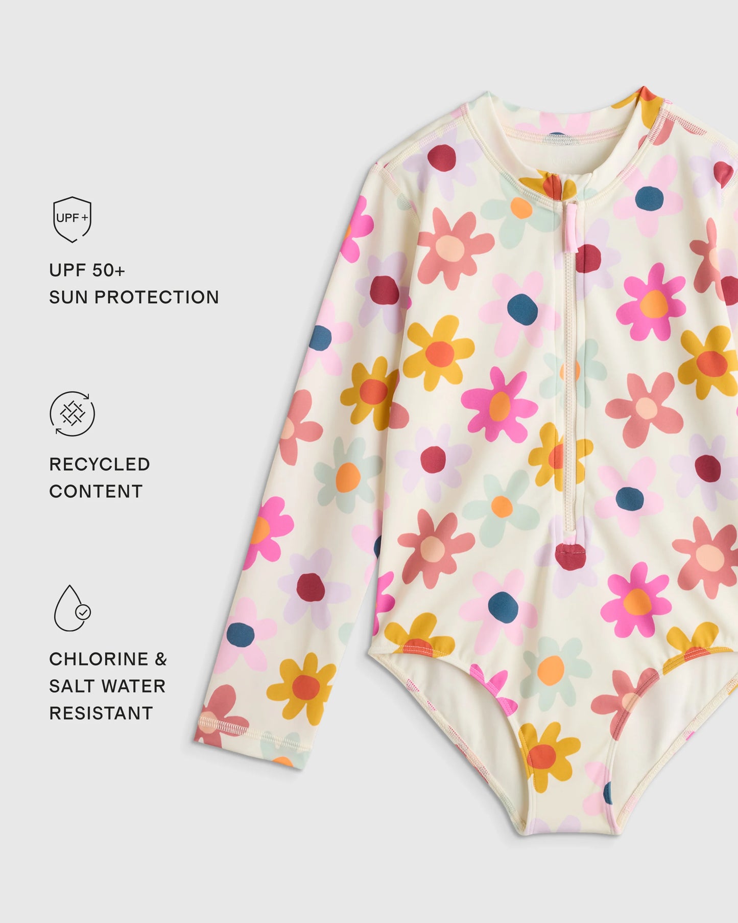 Long Sleeve Zip-Up Swimsuit - 6 / Happy Floral