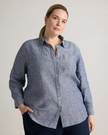 100% European Linen Long Sleeve Shirt - 1X / Flax