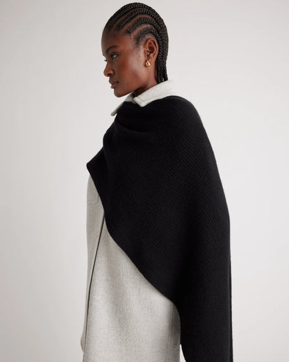 Mongolian Cashmere Ribbed Wrap - One Size / Heather Grey