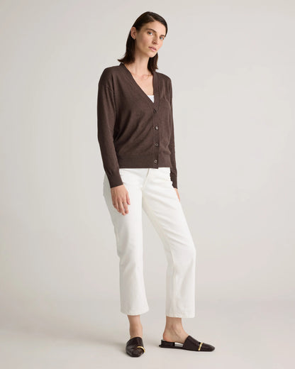 Lightweight Cotton Cashmere Cardigan - XS / Heather Oatmeal