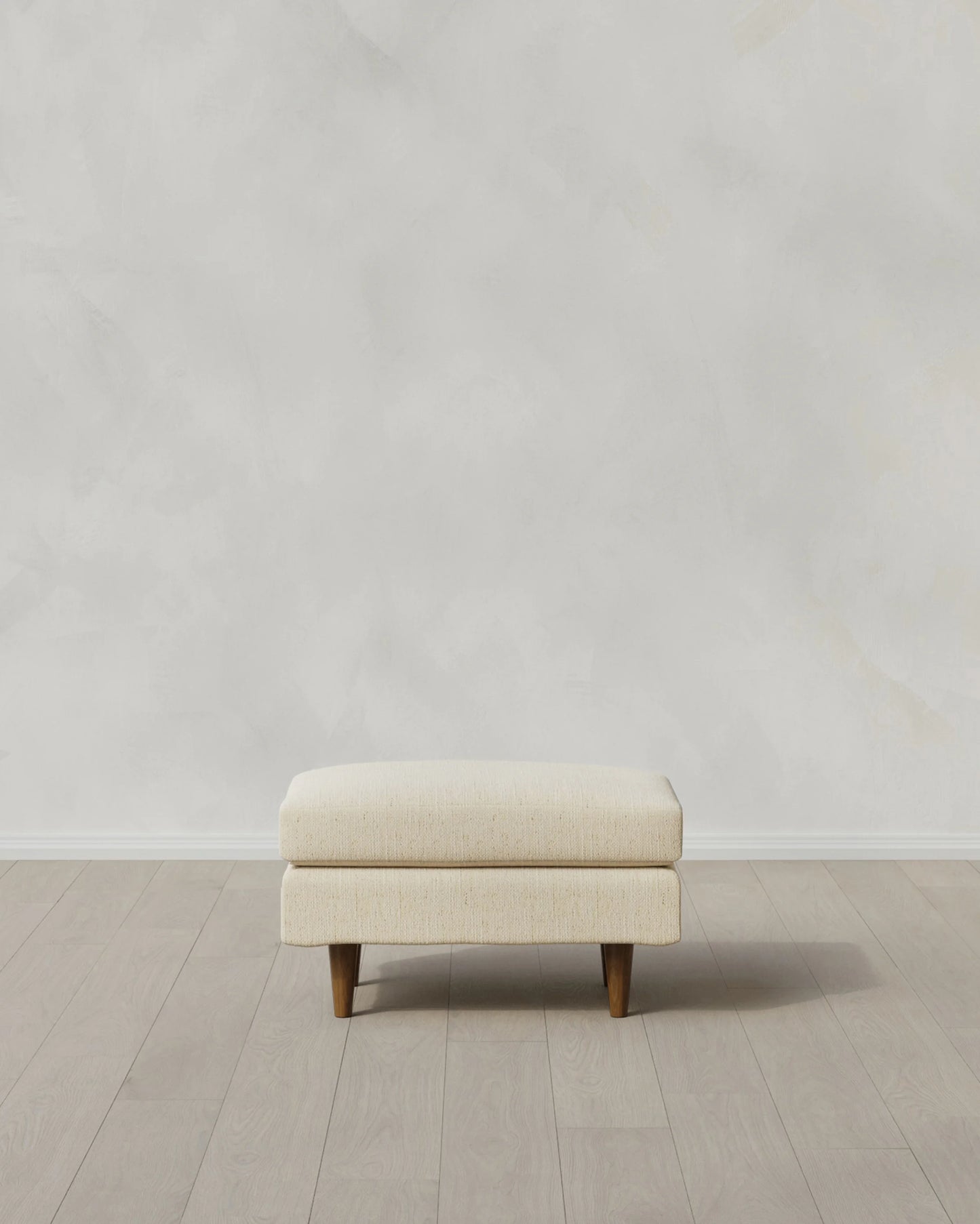 Atlas Midcentury Ottoman in Performance Chenille Linen Blend - 31.5" / Snow
