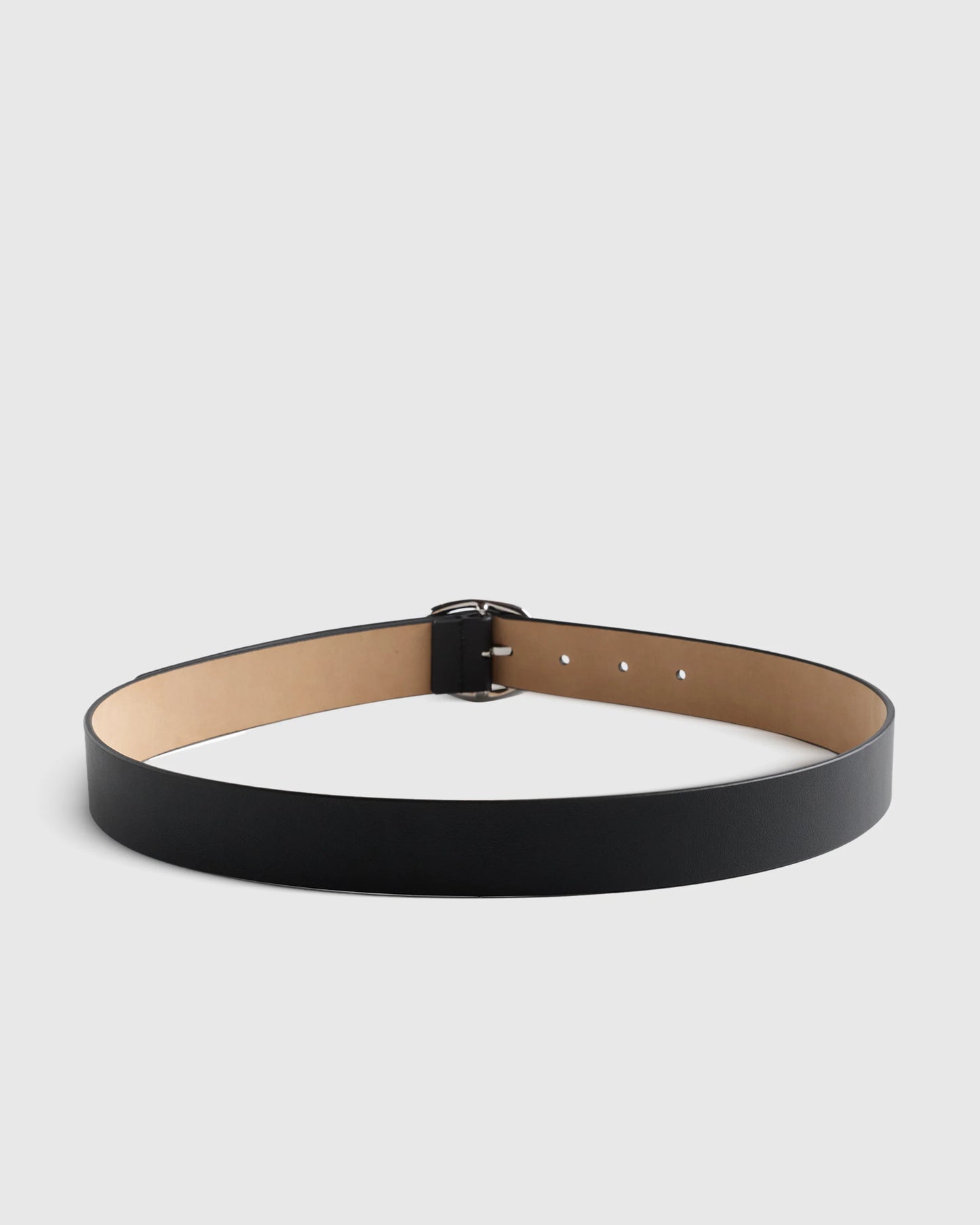 Zoe Sculptural European Leather Belt - XS / Black/Silver