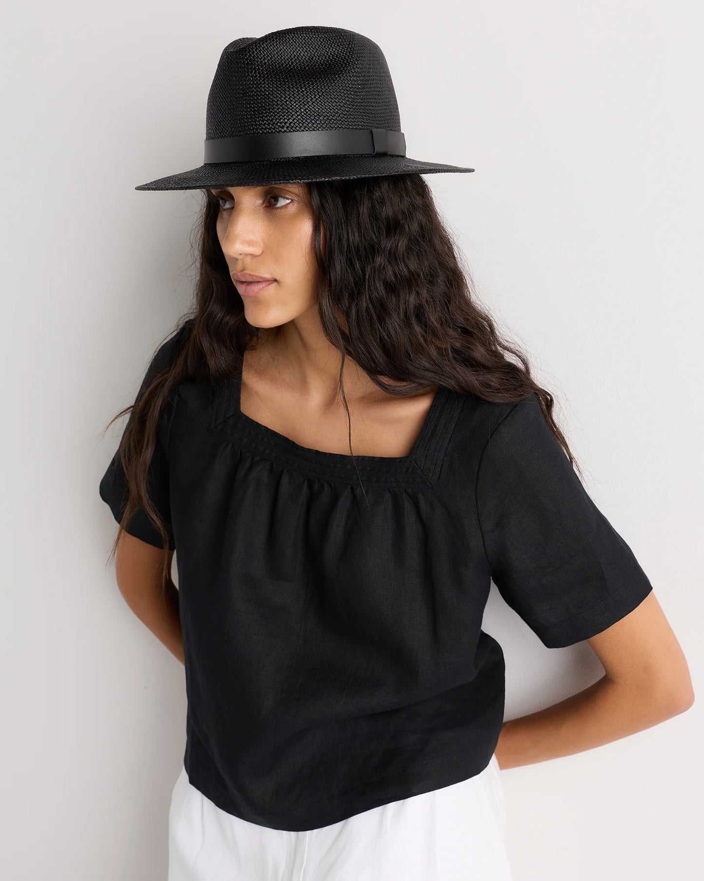 Toquilla Straw Panama Hat - S / Black