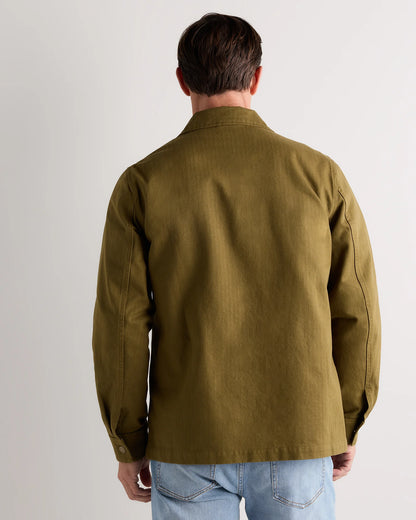 100% Organic Herringbone Twill Shirt Jacket - S / Military Olive