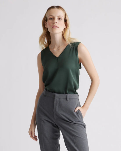 Washable Stretch Silk Tank - XS / Navy