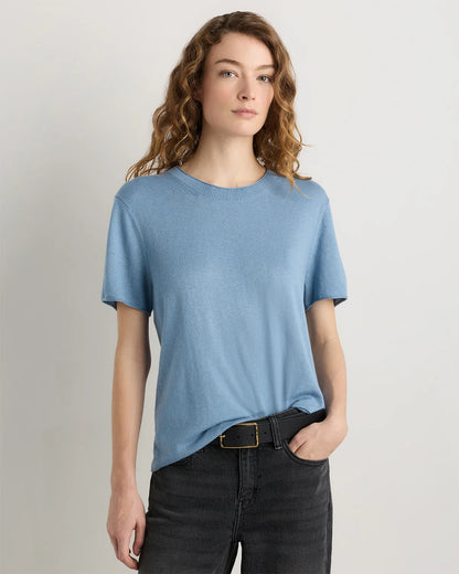 Lightweight Cotton Cashmere Relaxed Sweater Tee - XS / Sugar Stone