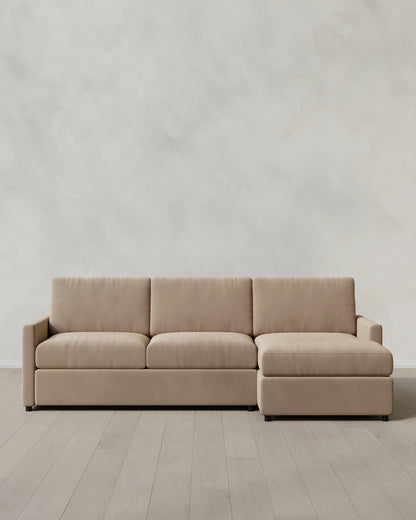 Brennan Chaise Sectional in Performance Velvet - Right Arm / Pine