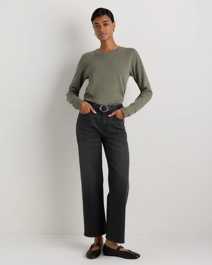 100% Organic Cotton Slub Long Sleeve Tee - XS / Smoked Thyme Green