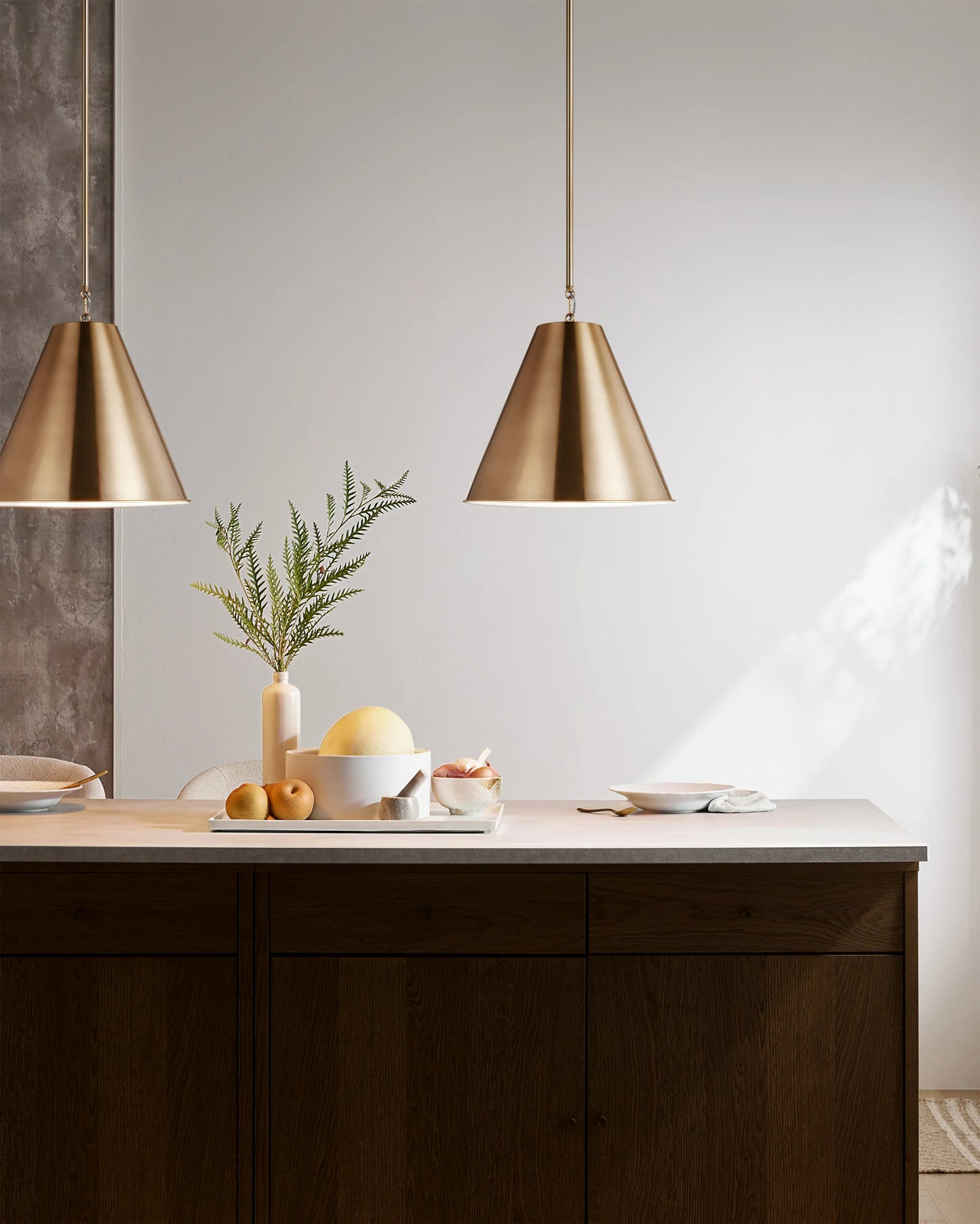 Tapered Steel Shade Pendant Light - One Size / Brass