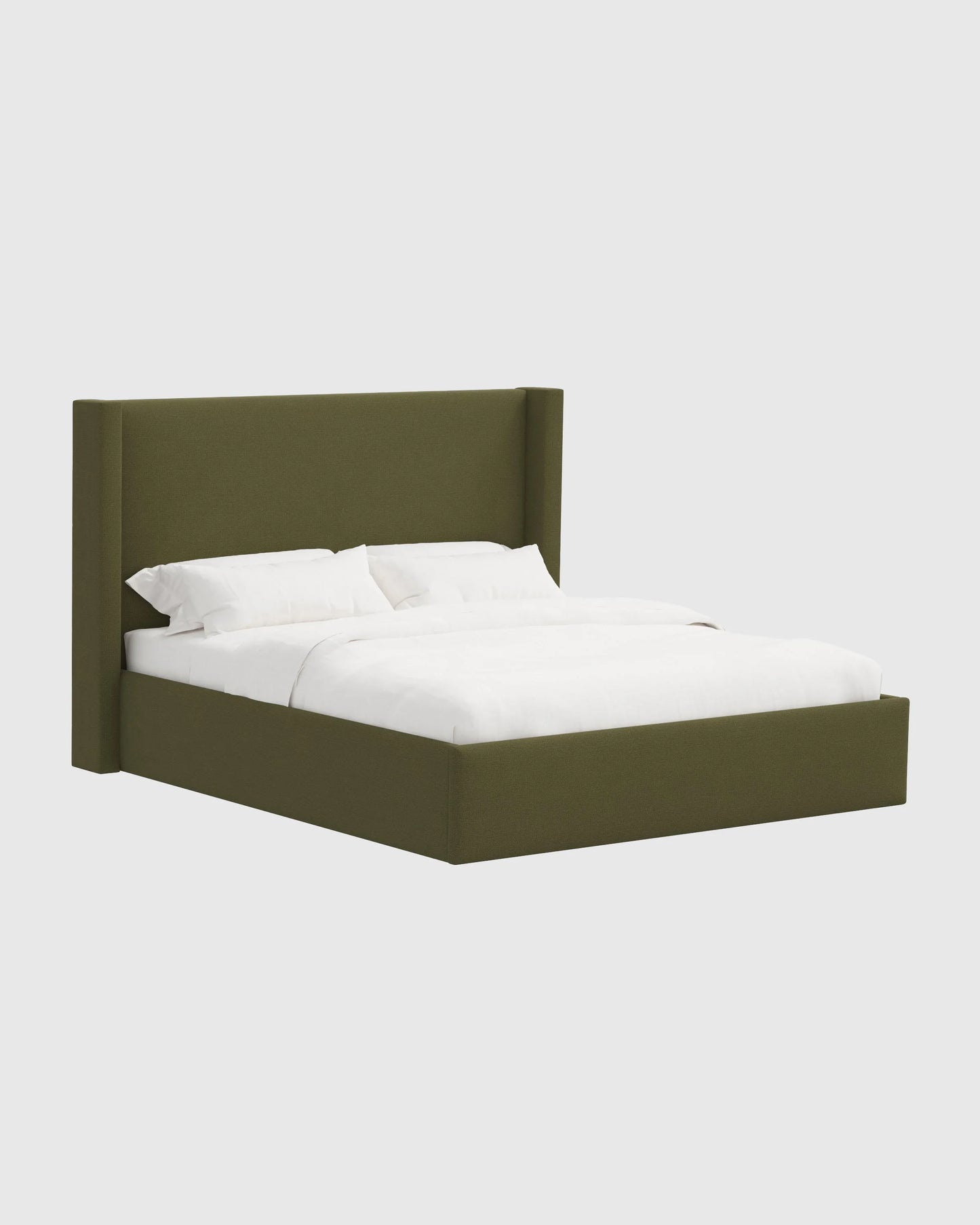 100% Linen Wingback Bed - Full / Canvas