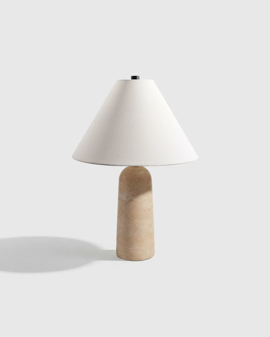 Travertine Table Lamp - Dome / Beige