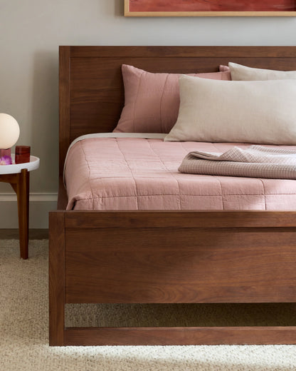 Solid Wood Frame Bed - Queen / Walnut Brown