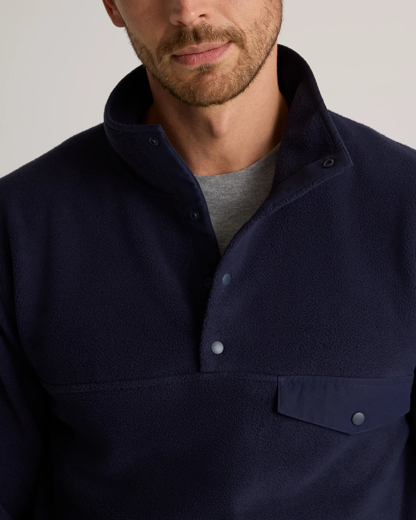 Polar Fleece Snap Pullover - S / Bold Black